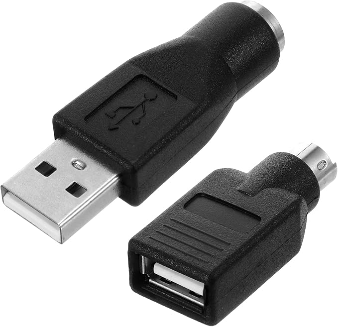 USB to PS2 Adapter, 2PCS USB Female to PS/2 Male Converter Black Male to Female Keyboard Adapter PS-2 Jack to USBA Plug for Mouse and Keyboard, Replacement PS/2 Keyboards Adapters