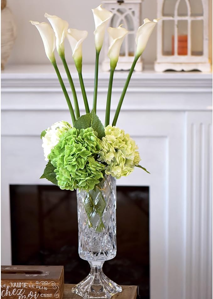 FiveSeasonStuff Real Touch Calla Lily Artificial Flowers, Wedding Bridal Floral Arrangements (25'' 6 Long Stems, Spring White)