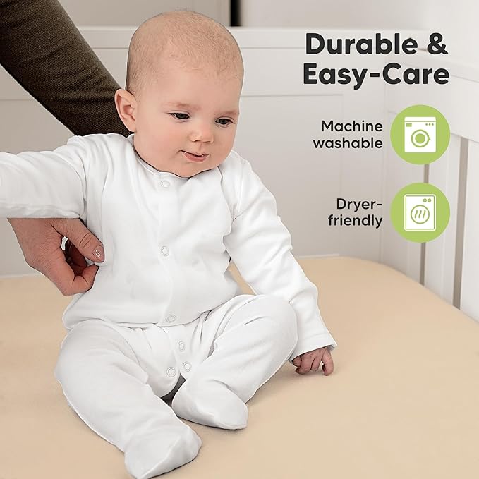 KeaBabies 2-Pack Organic Crib Sheets for Boys, Girls - 52x28 Fitted Crib Mattress Sheet Neutral, Breathable Jersey Cotton Cover for Baby Bed, Toddler Mattress, Soft & Cute Prints (Rust)