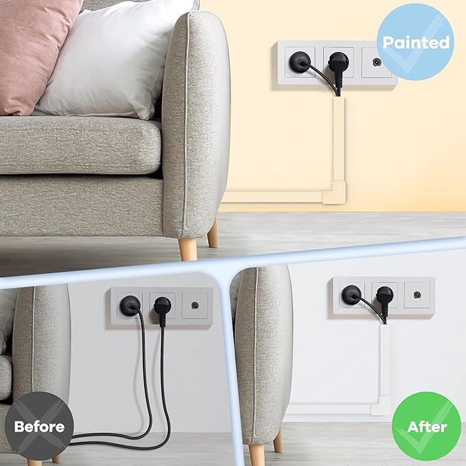 Cord Covers for Wires on Wall Extra-Long, 26.25ft TV Cord Hider Kit, Paintable Cable Management Concealer, TV Wire Hider for Wall, White Cord Raceway Channel, 8 x L39in x W0.95in x H0.55in