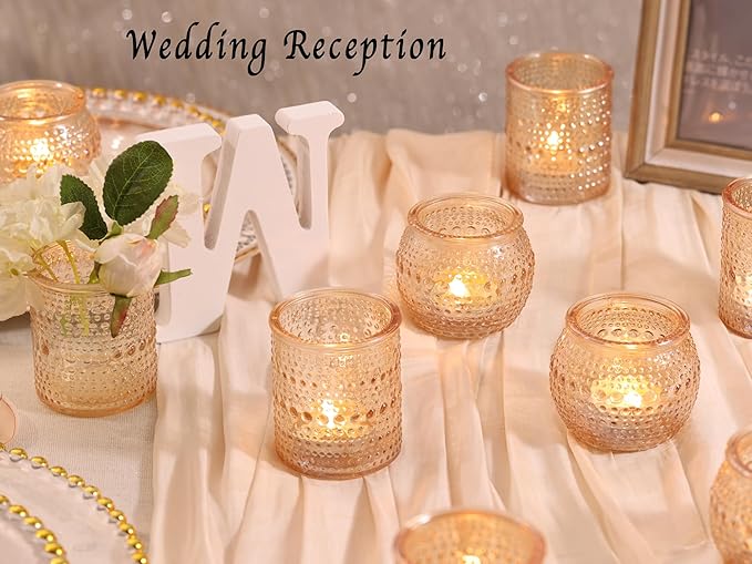 16 Pcs Assorted Gold Votive Candle Holders- Gold Candle Holders for Christmas Table Decorations, Glass Tealight Candle Holder for Thanksgiving, Fall, Wedding Table Centerpieces