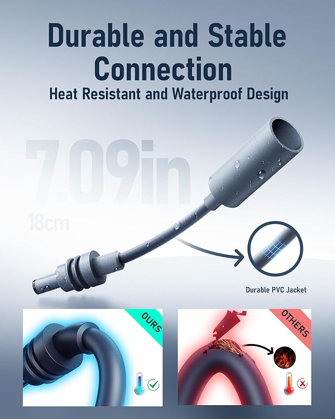 Starlink Mini DC Extension Cable 18CM, Waterproof Power Converter Adapter, Female to Male Plug, Replacement Accessories,Compatible with Starlink Mini Pipe Adapter & Original Power Cable
