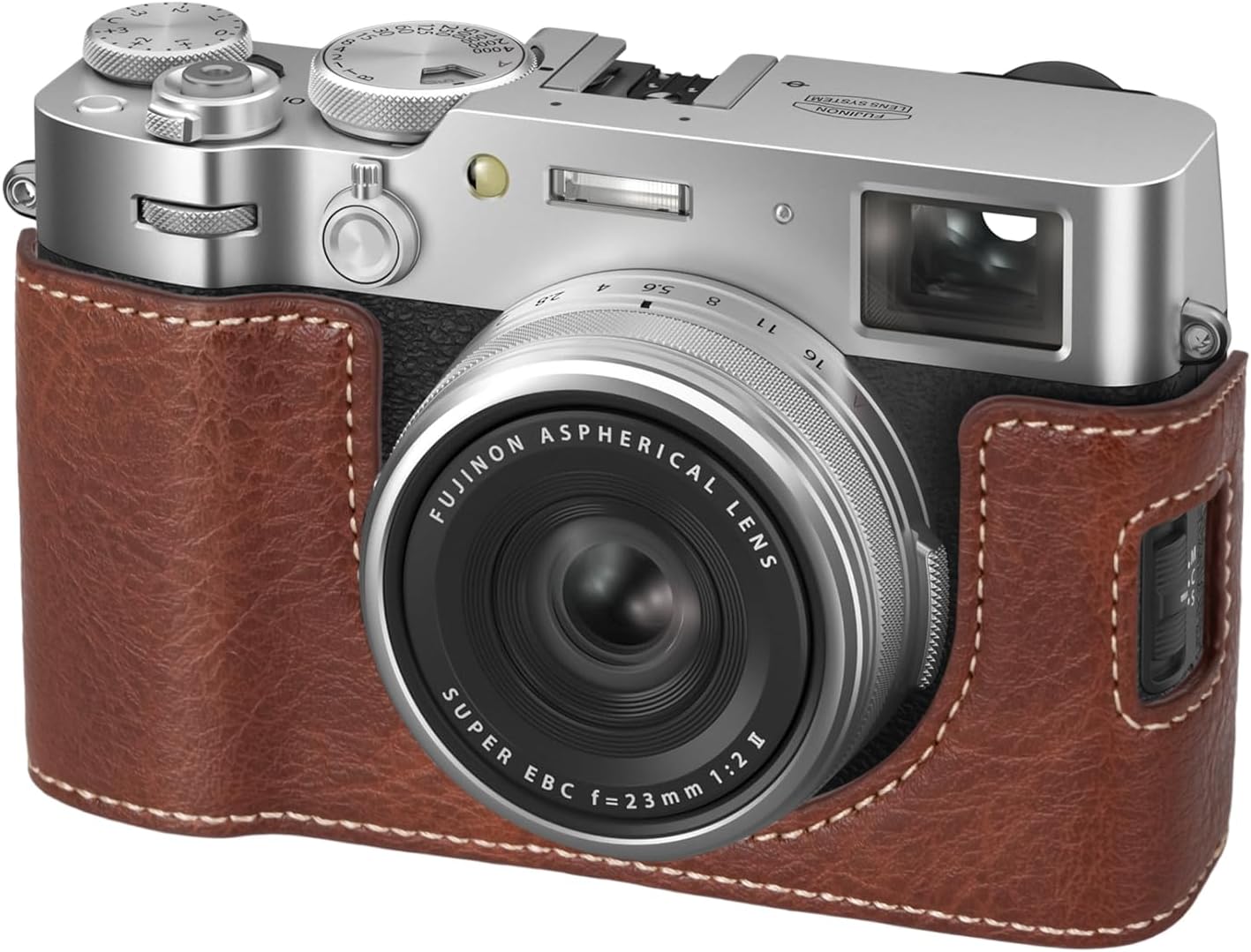 X100VI Camera Case, PU Leather Half Case Compatible with Fujifilm X100VI Digital Camera - Brown