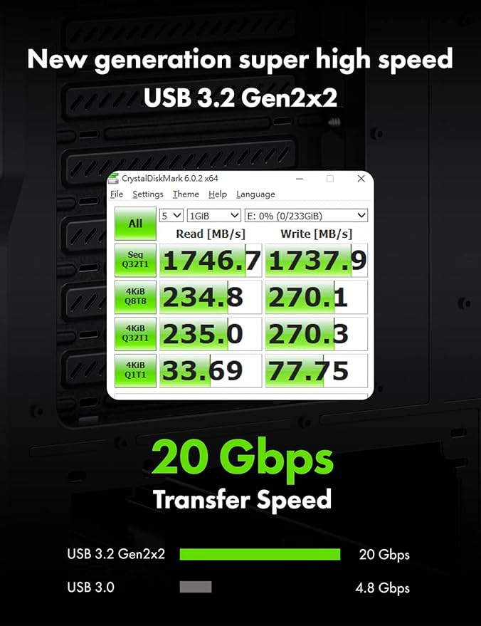 GRAUGEAR 20Gbps USB 3.2 Gen 2x2 USB-C Front Panel Type-C Adapter, Motherboard Header Extension Cable, USB-C to USB3.2 Type-E Key-A 20-Pin Connector with PCIe Bracket, 23.6 in [G-AD-ETC-10G]