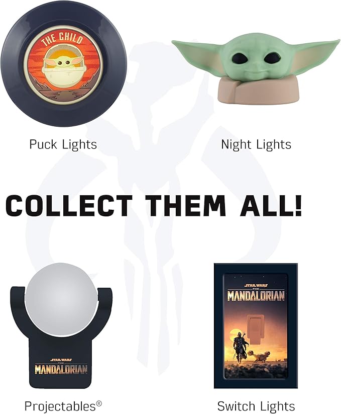 STAR WARS LED Night Light, Baby Yoda & The Mandalorian, Plug-in, Dusk to Dawn Sensor, Grogu, UL-Certified, Cute Nightlight for Kids, Bedroom, Bathroom, Hallway, Game Room, Gifts, 2 Pack, 56328