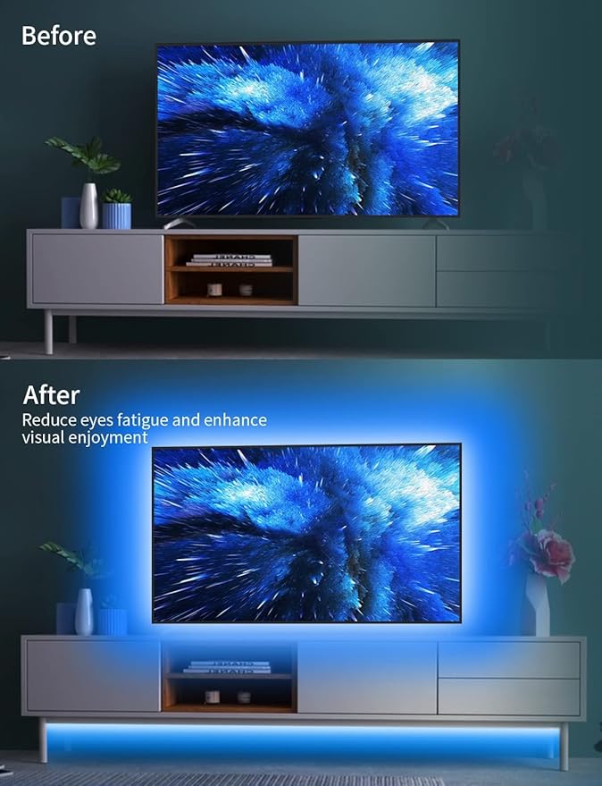 Daymeet LED TV Backlights, 9.8 ft USB Powered RGB Color Changing LED Strip Lights for 32-60 inch TVs with Remote Music Sync Bluetooth APP Control