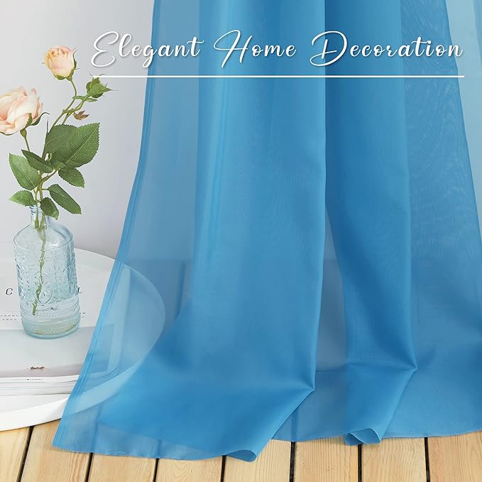 NICETOWN Turquoise Window Scarf Valances, Voile Sheer Scarf for Draping, Party Curtains for Bed Canopy/Birthday/Revelry, W60 x L216, 2 Panels