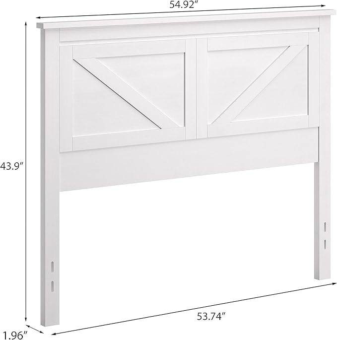 Glenwillow Home Farmhouse Style Wood Panel Headboard in Gloss White - Full Size