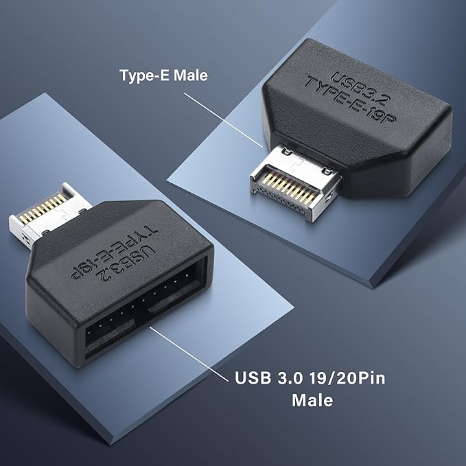 SinLoon USB 3.0 Front Panel Header Type E to USB 3.0 19/20Pin Motherboard Header Adapter Type-E Male to 19Pin Male Front Connector Converter