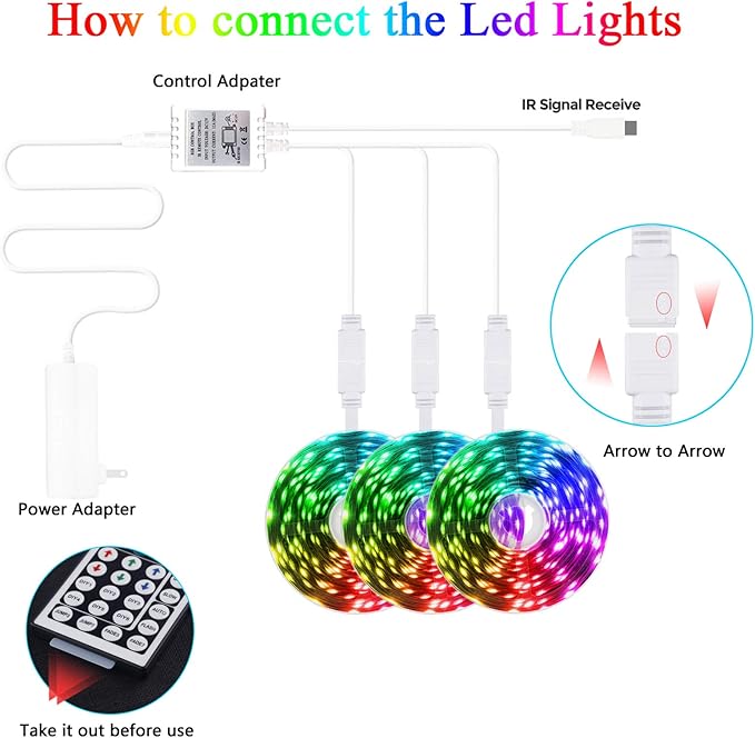 QZYL 75ft LED Lights for Bedroom, RGB LED Strip Lights for Living Room, Party Decor with Dimmable Lighting, Bright Adjustable Colors, and 8 Lighting Modes, Adhesive Backing