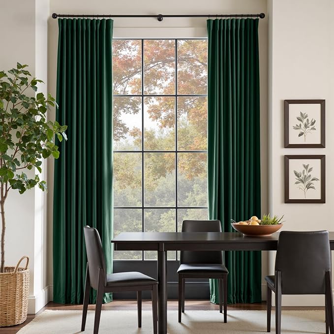 Lazzzy Velvet Blackout Curtains Thermal Insulated Room Window Drapes Super Soft Luxury Curtains for Living Room Bedroom Rod Pocket 2 Panels, Emerald Green, 62" W x 90" L