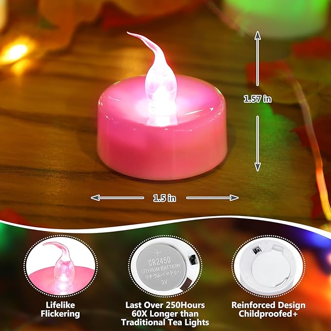 Topstone Color Changing Led Tealight Candles with Remote Control and Timer,Battery Operated Flameless Candle, Votive Candles,Electric Tea Candles for Party,for Indoor Decoration,Pack of 12