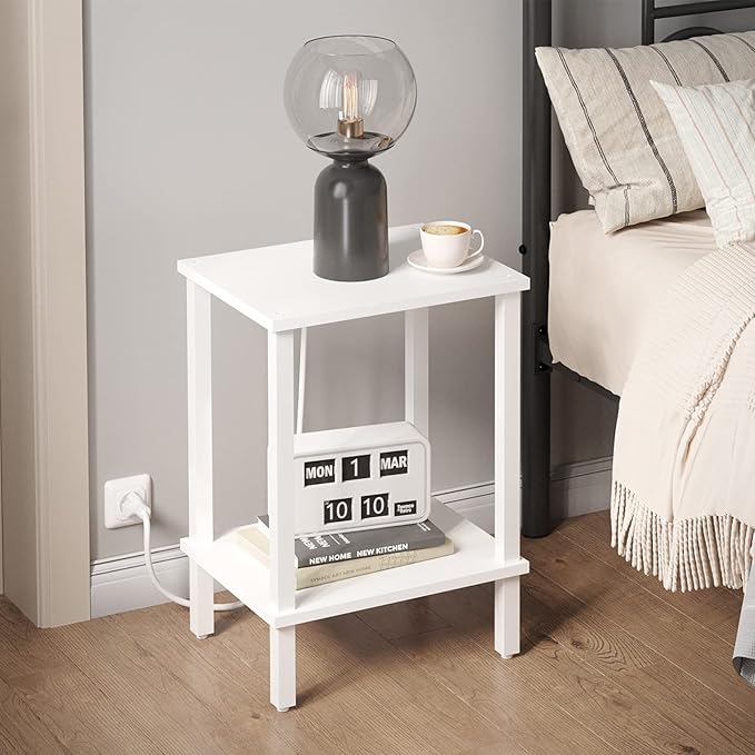 TUTOTAK End Table, Side Table, Nightstand, 2-Tier Storage Shelf, Sofa Side Table for Small Space, Living Room, Bed Room V1TB01BW034