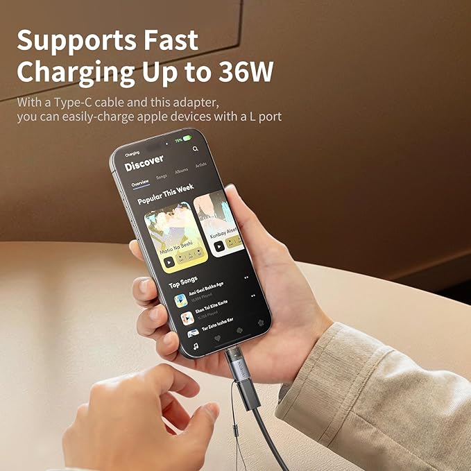 mcdodo 36W USB-C to Lightning Adapter with Lanyard, Type-C to Lightning Adapter PD Fast Charging for iPhone/AirPods/Original MacBook, Support Charging&Data Transmission