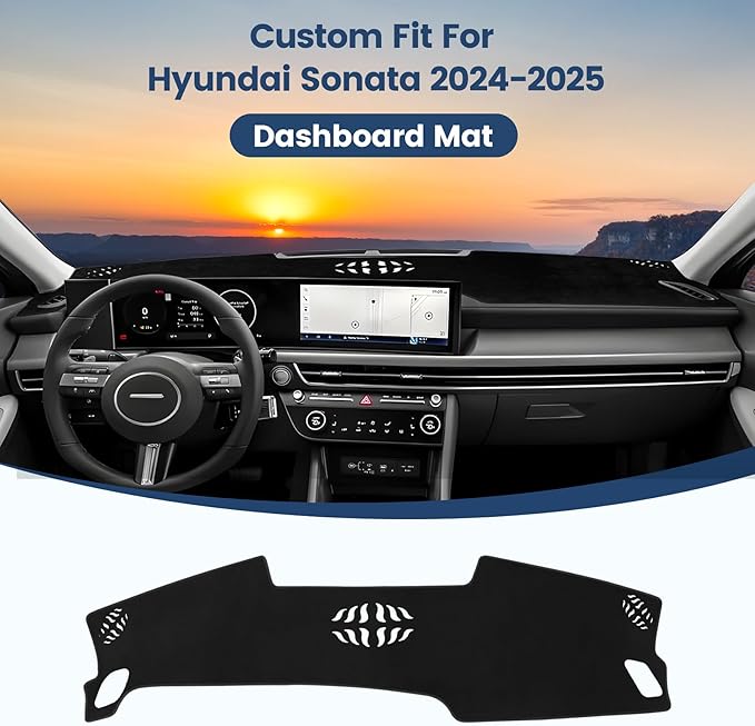 Dash Cover for Hyundai Sonata 2024 2025 2026 (Only fits for 12.3-inch Touchscreen) Flannel Dashboard Cover Nonslip Dash Mat Protector Sunshade No Glare Black