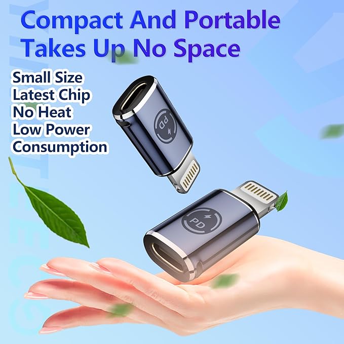 USB C to Lightning Adapter 2 Pack USB-C Female to Male Lightning Adapter Support 27W PD Fast Charging&Data Transfer, L-ightning to USB Type C Cable for iPhone Series, Not for Audio/OTG (2Pcs)