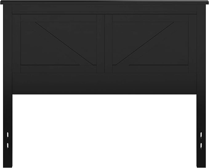 Glenwillow Home Farmhouse Style Wood Panel Headboard in Black - Full Size