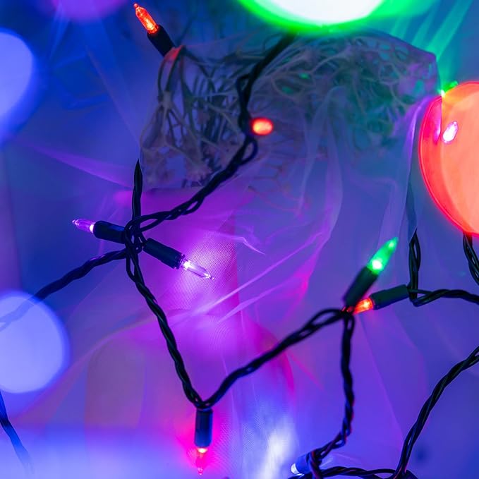 YULETIME 200 Count Multicolor LED Christmas Lights, 66 Feet Green Wire UL Certified Commercial Grade Holiday String Light Set (Multicolor)