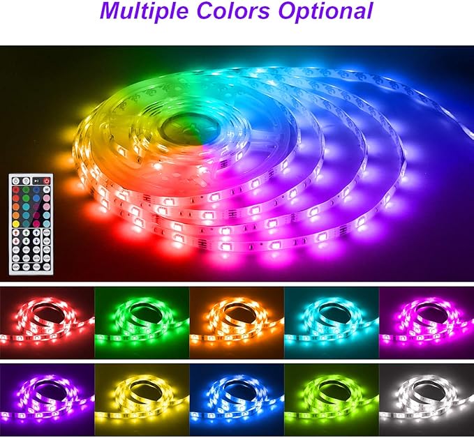 dalattin Waterproof Led Lights Outdoor Led Strip Lights 32.8ft RGB 300 LEDs Color Changing Led Rope Lights with 44 Keys IR Remote, 2 Rolls of 16.4ft