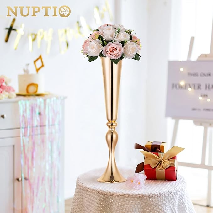 NUPTIO Flower Balls for Wedding Centrepieces - 10 Pcs 9.5in Diameter Artificial Flower Ball Arrangement Bouquet Peachy Pink & Creamy White Fake Rose Flowers Party Centerpieces for Weddings Tables