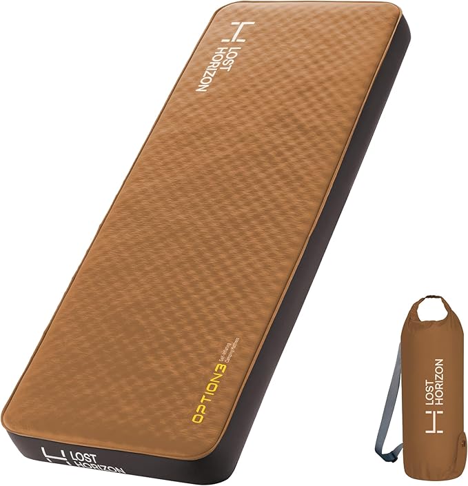 LOSTHORIZON Air & Foam Camping Mattress, Self-Inflating Sleeping Pad, 4.5" Thick, with Air Pump, Cot