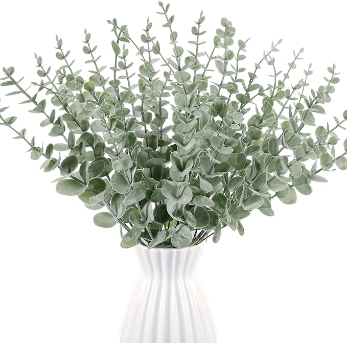 100 Pcs Eucalyptus Stems Faux Greenery Artificial Eucalyptus Leaves Eucalyptus Decor Greenery Stems Faux Greenery Branches for Wedding Centerpiece Flowers Bouquet Farmhouse Home Decor (Light Green)