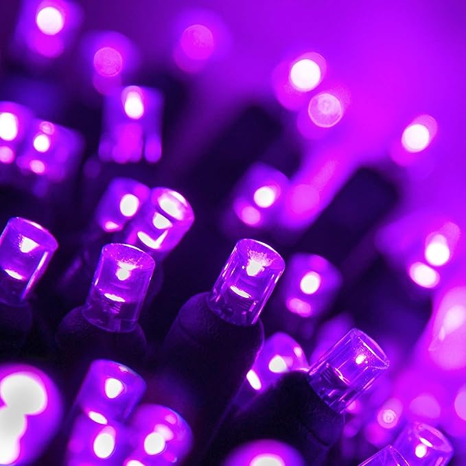 Wintergreen Lighting 70 Piece 5mm LED Purple Lights, 24' String Lights for Holiday Decorations, Indoor-Outdoor Use, UL & Energy Star Certified