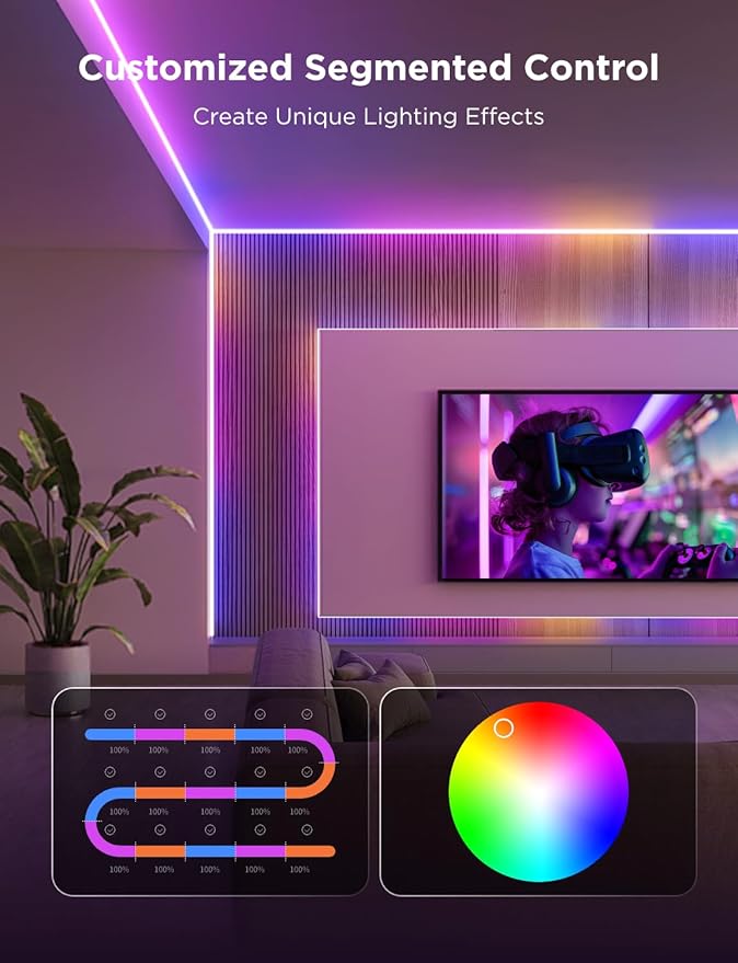 Govee COB LED Strip Light Pro, LED Lights for Bedroom Compatible with Alexa, Google Assistant and Matter, RGBICW Light with Warm White, Smart Strip Light, LED Lights for Bedroom, Color Changing, 9.8ft