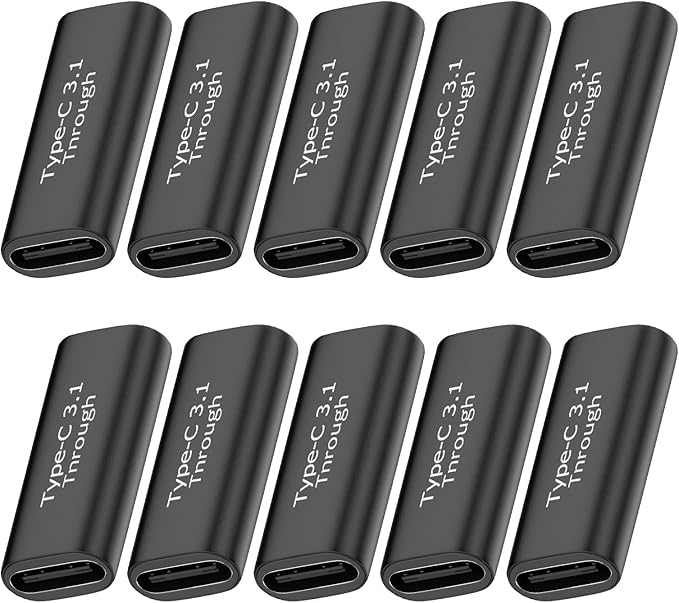 Type C Female to Type C Female Connector, 10Pack USBC Coupler Supports Up to 10Gbps Data Transfer and 100W Fast Charging