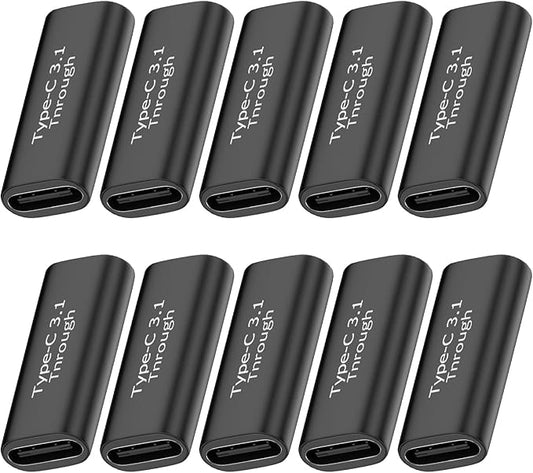 Type C Female to Type C Female Connector, 10Pack USBC Coupler Supports Up to 10Gbps Data Transfer and 100W Fast Charging