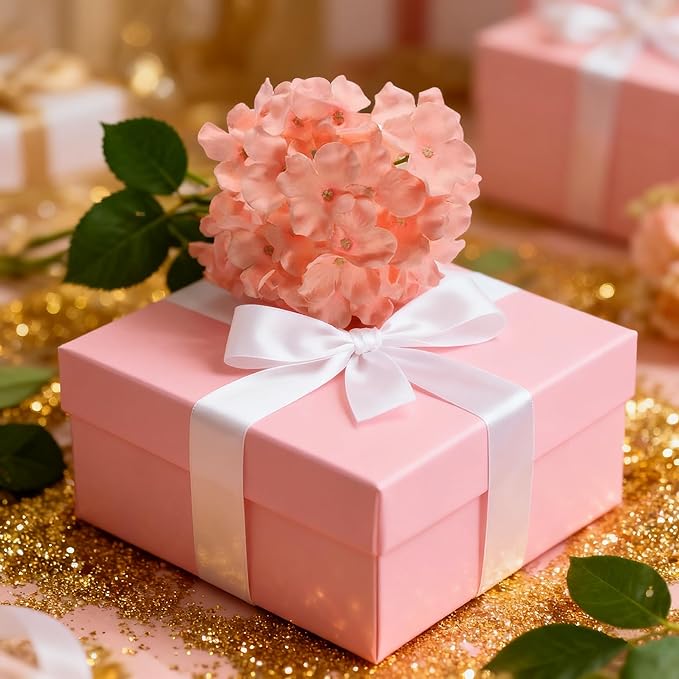 100PCS Artificial Hydrangea Flowers, Fake Flowers Silk Hydrangea Full Flowers Heads with Stems for Wedding Home Party Shop Baby Shower Decor (Xiangfei Pink)