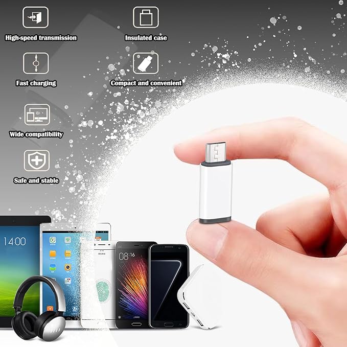 6 Pack Micro USB to USB-C Adapter, Type C Female to Micro USB Male Converter Connector, Supports Charging and Data Synchronization, Compatible with Samsung Galaxy S7/S7 Edge, Nexus 5/6