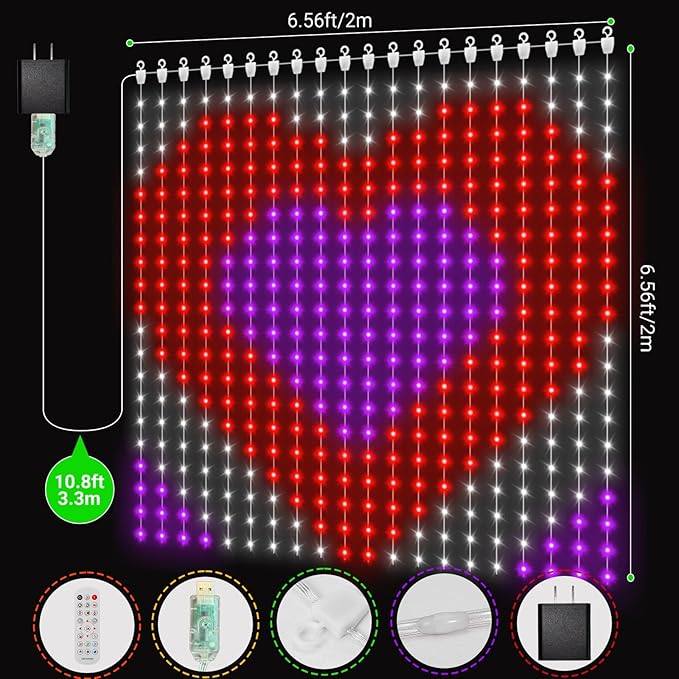 Smart Curtain Lights, Color Changing 400 LED Curtain Lights 6.6 * 6.6 FT, RGB DIY String Fairy Light for Bedroom Backdrop Party Indoor Outdoor Christmas Decoration (APP +Remote Control)