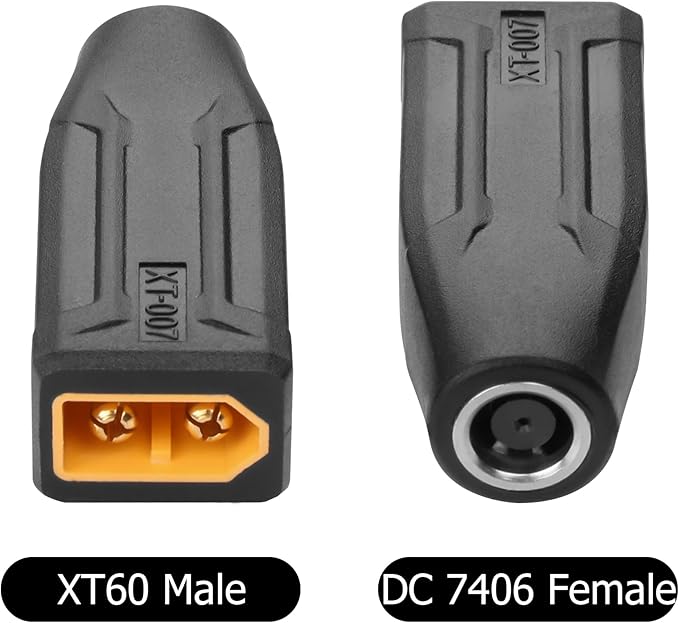 YAODHAOD XT60 Male to DC 7.4 x 0.6mm Female Power Charging Adapter for Drone, Model, Energy Storage, Outdoor, FPV, Monitor (2Pack) (XT60 Male to DC7406 Female)