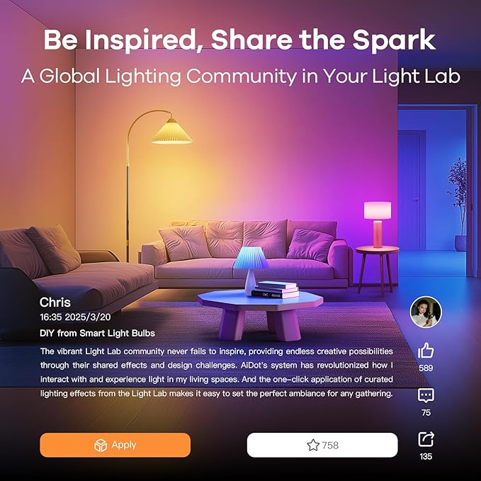 OREiN Matter Smart Light Bulb, Smart Light Bulbs with Remote Control Work with Apple Home, Alexa, Google Home, SmartThings, Color Changing Light Bulbs 2.4Ghz WiFi, 800 Lumens Equivalent 60W 6Pack