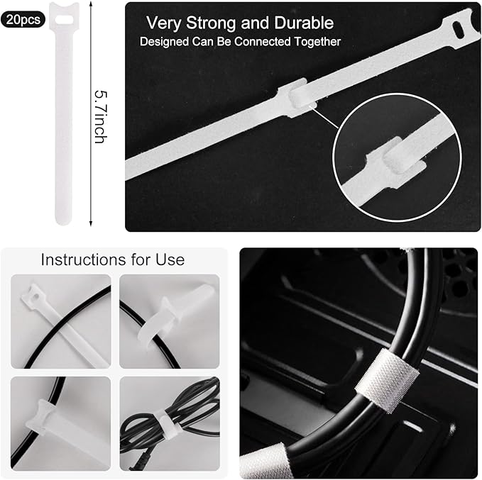 137PCS Cable Management Kit 4 Cable Sleeve Split 100 Cable Zip Ties 10 Cable Clips 15 Adhesive Wall Cable Tie 10 Cable Zip Tie for TV Computer Office Home Under Desk