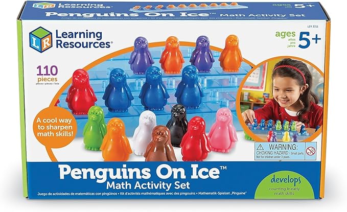 Learning Resources Penguins On Ice Math Activity Set, Homeschool, Early Math Skills, 110 Pieces, Ages 5+