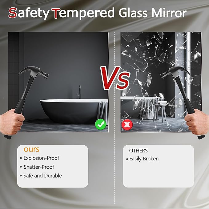 CULER White Bathroom Wall Mirror,20 x 30 Inch Rectangle Vanity Modern Tempered Glass Mirror for Bedroom,Living Room,Entryway
