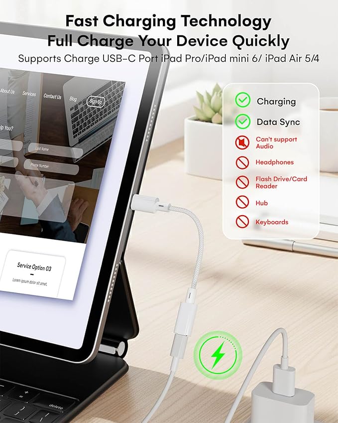 Lightning to USB C Adapter (2 Pack), Fast Charging & Data Transfer, USB C Charger Connector Cable for iPhone 17/16/15, iPad Pro/Air, Samsung,Pixel-(Not for Headphone/OTG)