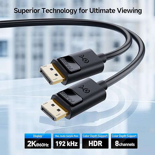 Cable Matters Long DisplayPort to DisplayPort Cable - 35ft, Supports up to 2K@60Hz, Male to Male Computer Monitor Cable, DP Cord, Black