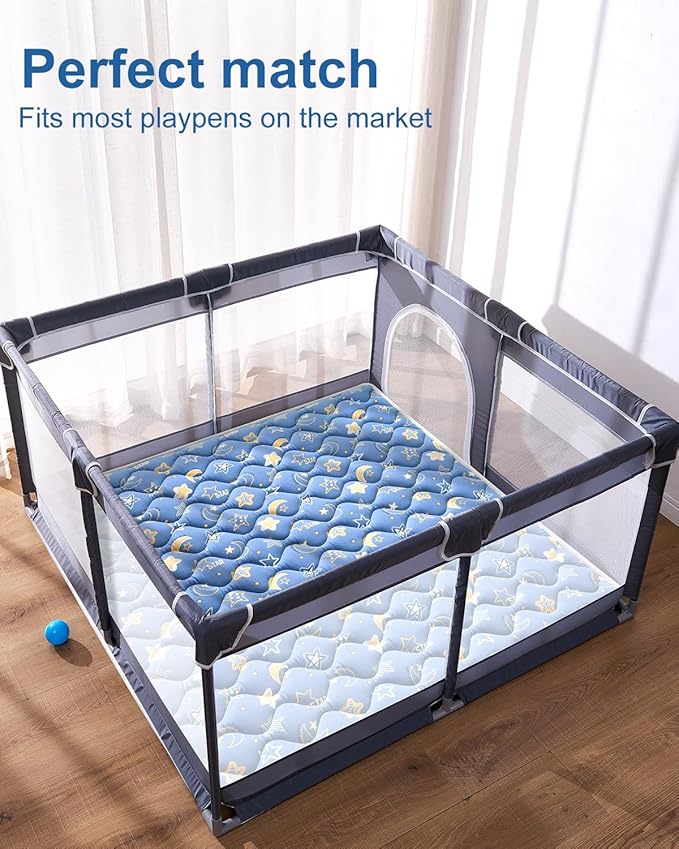 Odorless Premium Foam Baby Play Mat 79" x 59", Soft Microfiber Fabric Crawling Mat for Floor- Comfortable and Hypoallergenic, Non-Slip Cushioned Floor Playpen mat for Infants,Babies,Toddlers