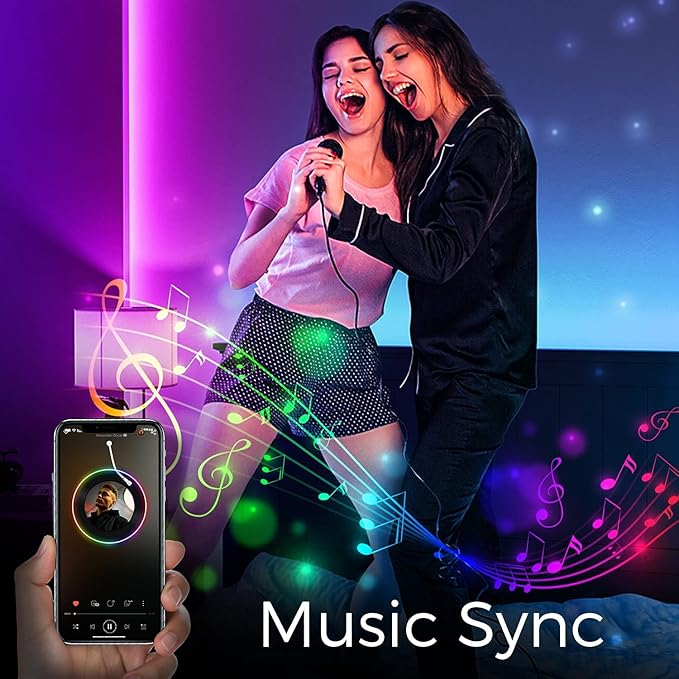 QZYL LED Lights for Bedroom 100 FT(4 Rolls), Strip Lights with App Control, Sync to Music 5050 RGB with 44 Keys IR Remote for Room Party Home Decorations