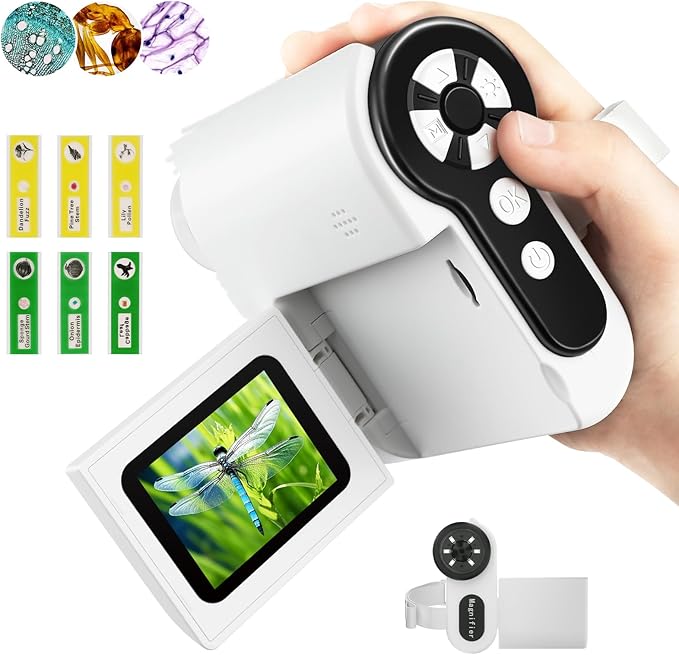 Microscope for Kids, [3-in-1] 1000X Handheld Mini Scope with 2" LCD Screen, Portable Miniscope for Kids 8-12 Halloween Christmas Birthday Edu Gifts, 32GB TF Card Included