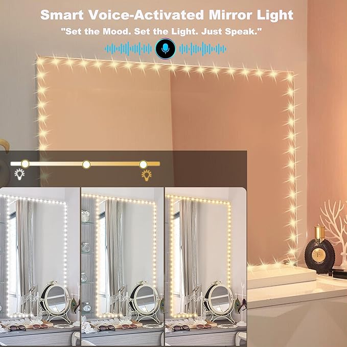 13ft/4M Voice Led Vanity Mirror Lights Kit - Bendable (Voice Control)
