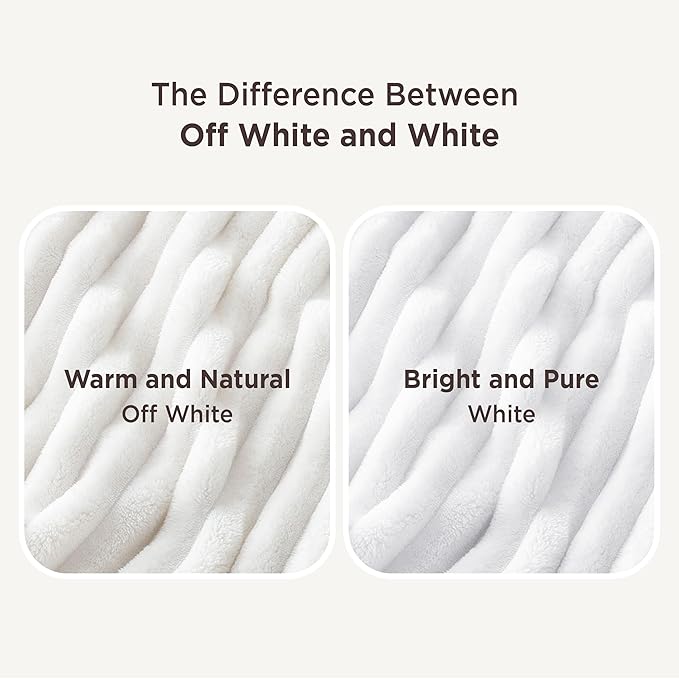 Bedsure GentleSoft White Throw Blanket for Couch - Cozy Soft Blankets for Women, Cute Small Fleece Throws for Girls, House Bedroom Decor Aesthetic Gift for Women, Off White, 50x70 Inches