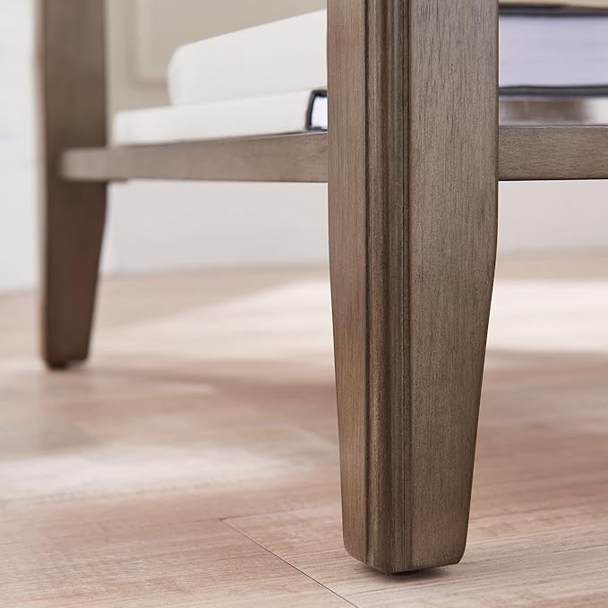 Leick Home Laurent 12 in. Narrow End Side Table, Solid Wood with Shelf, Smoke Gray, 10505-GR