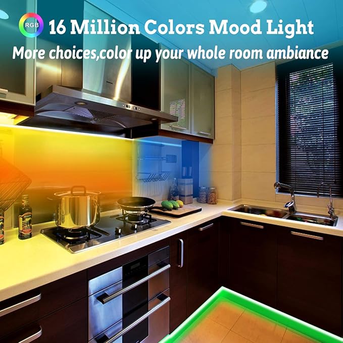 Tenmiro 65.6ft Led Strip Lights, Ultra Long RGB Color Changing LED Light Strips Kit with 44 Keys Ir Remote Led Lights for Bedroom, Kitchen, Home Decoration