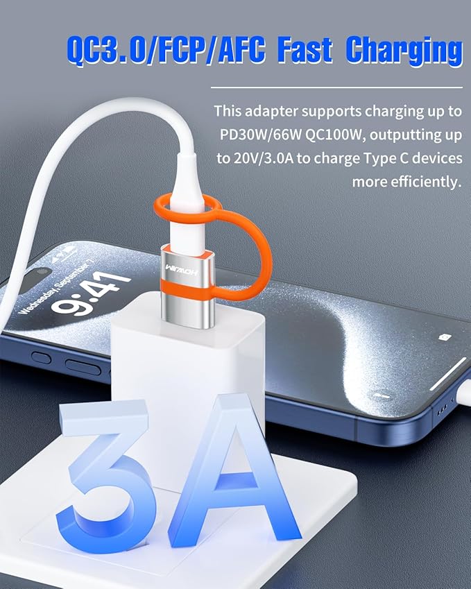 USB to USB C Adapter 2Pack,USB C Female to USB 3.0 Male Adapter,3A Fast Charging 5Gbps Data Transfer for M-acBook,Phone 15 16 17,Pad,A-pple Watch,A-irpods,M-agSafe,G-alaxy,Anti-lost Loop Silver