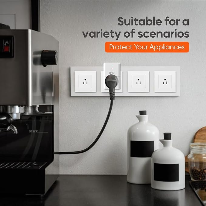 BXST 918J Single Outlet Surge Protector for Home Appliance Small Multi Function Plug with Surge Protection Wall Mount Power Suppressor for Refrigerator, TV, PC, Xbox, PS5, 120V, 1800W, 1 Pack
