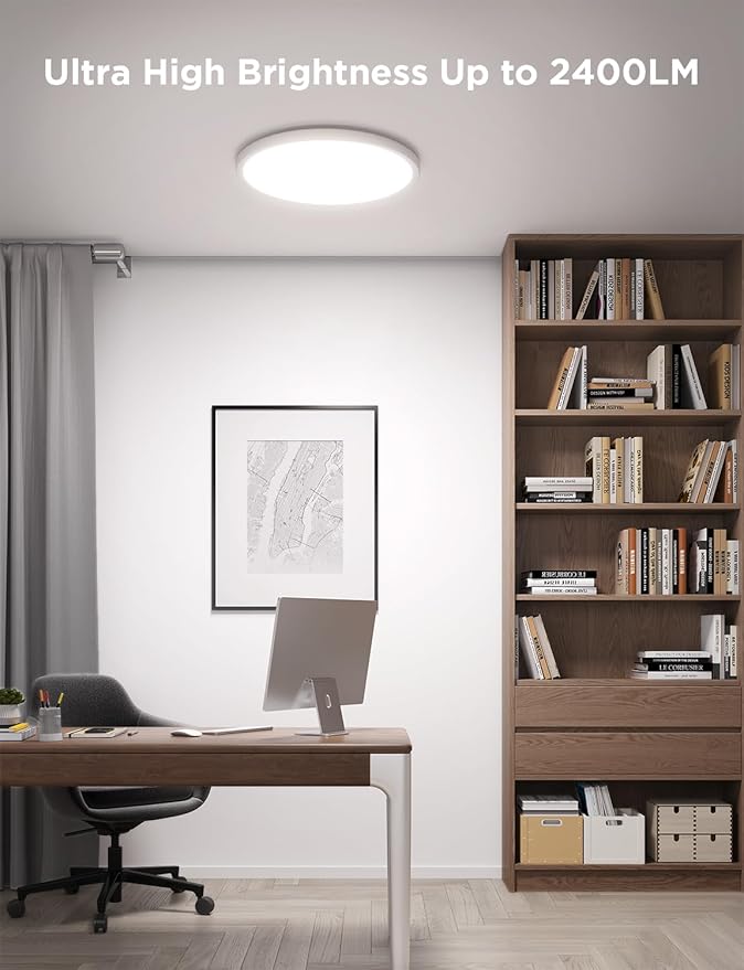 Govee Smart Ceiling Light, RGBIC LED Ceiling Light Fixture, 2400LM Flush Mount Light Fixture, DIY Colors, Works with Alexa, 2200K-6500K Ceiling Lights for Bedroom, Living Room, 12 Inch, 2 Packs